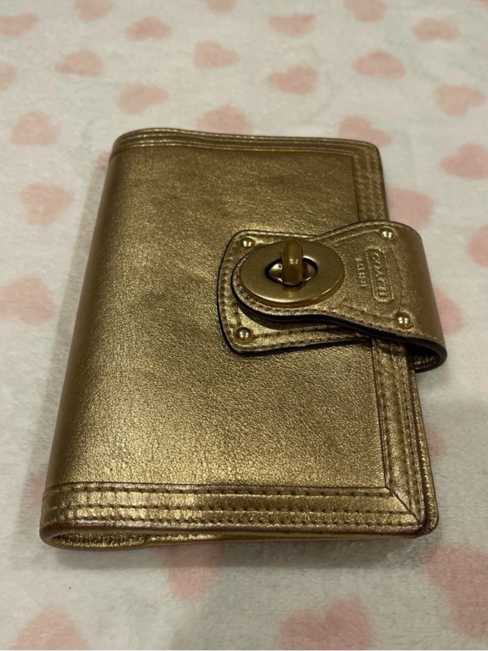 TikTok Viral Vintage Gold Coach Turnlock Agenda Planner Passport Holder
